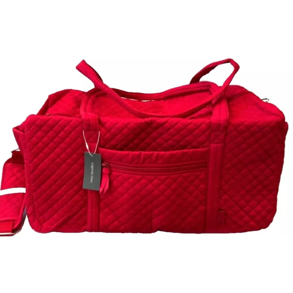 Vera Bradley Large Travel Duffel Bag Cardinal Red Quilted Cotton Carry On New